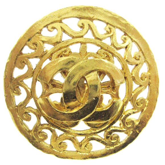 Chanel Medallion Brooch Pin Gold 95A 05986 - Picture 1 of 4